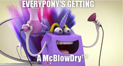 Size: 641x345 | Tagged: safe, twilight sparkle, g4, abomination, creepy, cursed image, hair dryer, happy (mcdonald's), happy (mcdonalds), happy meal, looking at you, mcdonald's, mcdonald's happy meal toys, nightmare fuel, staring into your soul
