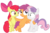 Size: 900x596 | Tagged: safe, artist:dasprid, artist:deadparrot22, apple bloom, scootaloo, sweetie belle, earth pony, pegasus, pony, unicorn, g4, belly, bipedal, bipedal leaning, cutie mark crusaders, female, filly, foal, group hug, hug, leaning, simple background, transparent background, vector