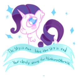 Size: 500x500 | Tagged: safe, artist:php10, rarity, g4, chest fluff, chibi, ear fluff, false truth ponies, female, heart, heart eyes, misspelling, mouthpiece, old banner, profile, smiling, solo, subversive kawaii, wingding eyes