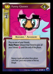 Size: 344x480 | Tagged: safe, lyra heartstrings, pinkie pie, g4, canterlot nights, ccg, enterplay, female, groucho mask, solo