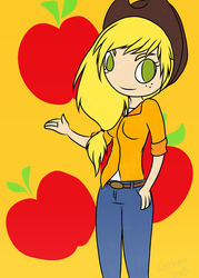 Size: 750x1050 | Tagged: safe, artist:lisztomini, applejack, human, g4, female, humanized, solo