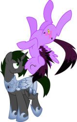 Size: 1690x2662 | Tagged: safe, artist:shinypikachu25, oc, oc only, oc:night shade, oc:spiral swirl, alicorn, pony, alicorn oc, armor, female, flying, kissing, male, shipping, smiling, straight