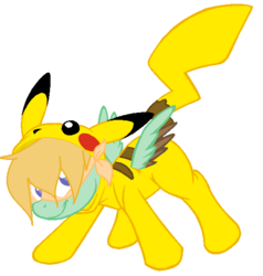 Size: 532x559 | Tagged: safe, artist:cubone-skull, oc, oc only, pikachu, clothes, costume, crossover, pokémon, solo