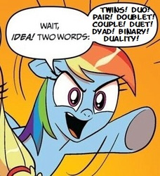 Size: 334x366 | Tagged: safe, rainbow dash, g4, exploitable meme, meme, two words meme, word play