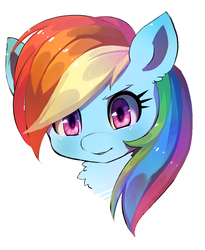 Size: 2196x2676 | Tagged: safe, artist:rockusocku, rainbow dash, pony, g4, cute, ear fluff, female, fluffy, grin, high res, looking at you, portrait, shiny, simple background, smiling, solo, white background