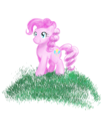 Size: 900x1052 | Tagged: safe, artist:iomma, pinkie pie, earth pony, pony, g4, female, grass, simple background, solo, white background