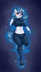 Size: 1576x2728 | Tagged: safe, artist:misukitty, dj pon-3, vinyl scratch, anthro, g4, arm hooves, belly button, female, midriff, solo