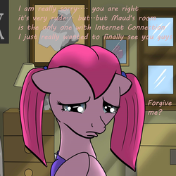 Size: 1280x1280 | Tagged: safe, artist:steveskunk, pinkie pie, earth pony, pony, g4, ask, asktheteeniepies, comic, female, mare, one-panel comic, pinkamena diane pie, solo, teenager, tumblr