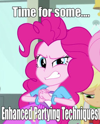 Size: 575x711 | Tagged: safe, edit, edited screencap, screencap, pinkie pie, a case for the bass, equestria girls, g4, my little pony equestria girls: rainbow rocks, angry, caption, cracking joints, cracking knuckles