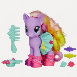Size: 600x600 | Tagged: safe, daisy dreams, pony, g4, official, basket, clothes, comb, fashion style, rainbow power, rainbow power-ified, skirt, solo, toy
