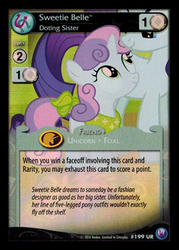 Size: 344x480 | Tagged: safe, rarity, sweetie belle, g4, bandana, canterlot nights, ccg, enterplay, mlp trading card game