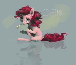 Size: 847x724 | Tagged: dead source, safe, artist:nayshie, pinkie pie, g4, female, looking at you, noisemaker, reflection, solo