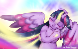 Size: 1800x1152 | Tagged: safe, artist:jcosneverexisted, twilight sparkle, alicorn, pony, g4, my little pony: friendship is magic, twilight's kingdom, chest fluff, female, mare, rainbow power, solo, twilight sparkle (alicorn)