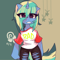 Size: 600x600 | Tagged: safe, artist:lolly-jpg, oc, oc only, unicorn, anthro, angry, anthro oc, clothes, shirt, solo