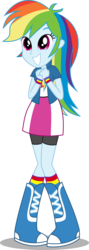 Size: 1500x4225 | Tagged: safe, artist:katequantum, rainbow dash, human, equestria girls, g4, my little pony equestria girls: rainbow rocks, cute, dashabetes, excited, female, happy, pigeon toed, simple background, smiling, solo, transparent background, vector