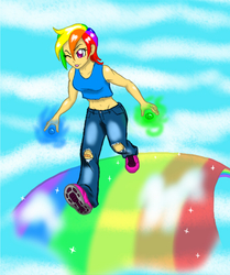 Size: 697x832 | Tagged: safe, artist:le-okami, rainbow dash, human, g4, female, humanized, solo