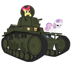 Size: 6500x6200 | Tagged: safe, artist:dolphinfox, apple bloom, scootaloo, sweetie belle, g4, absurd resolution, cutie mark crusaders, t-18, tank (vehicle)