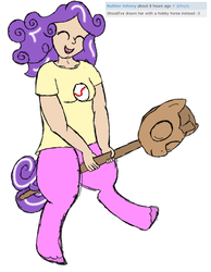 Size: 767x987 | Tagged: safe, artist:sg, oc, oc only, oc:kooky, satyr, /mlp/, hobby horse, offspring, parent:screwball, solo