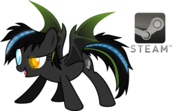 Size: 6203x4007 | Tagged: safe, bat pony, pony, absurd resolution, console ponies, heterochromia, my little console, ponified, simple background, solo, steam, steam (software), transparent background