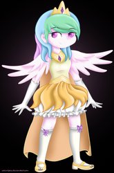 Size: 727x1099 | Tagged: safe, artist:zoevulpez, princess celestia, human, g4, female, humanized, solo, winged humanization, younger