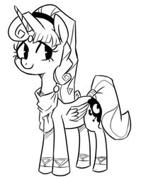 Size: 478x600 | Tagged: safe, artist:nohooves, idw, princess luna, g4, reflections, spoiler:comic, alternate hairstyle, alternate universe, artemis luna, female, mirror universe, monochrome, sketch, solo