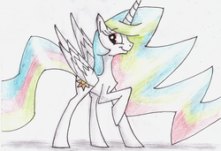 Size: 2487x1700 | Tagged: safe, artist:crestfallencelestia, princess celestia, g4, female, solo, traditional art