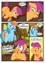 Size: 900x1280 | Tagged: safe, artist:alskylark, rainbow dash, scootaloo, g4, comic, mud