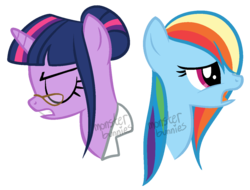 Size: 1250x950 | Tagged: safe, artist:lullabyprince, rainbow dash, twilight sparkle, g4, alternate hairstyle, duo