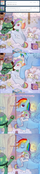 Size: 431x1851 | Tagged: safe, artist:tinuleaf, rainbow dash, tank, oc, oc:white whirl, ask rainbow dash family, g4, foal, momma dash, mother and daughter, offspring, parent:rainbow dash, parent:soarin', parents:soarindash