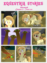 Size: 1800x2409 | Tagged: safe, artist:estories, oc, oc only, oc:alice goldenfeather, hydra, pegasus, pony, comic:find yourself, g4, broken wing, comic, full moon, glowing, glowing eyes, moon, multiple heads, rock, screaming, wings