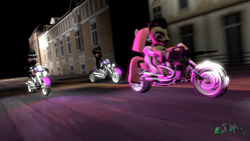 Size: 2852x1610 | Tagged: safe, artist:epickitty54, pinkie pie, earth pony, pony, g4, 3d, animated at source, highway, motorcycle, night, pinkamena diane pie, police officer, ponies and vehicles, pursuit, video