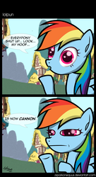 Size: 1430x2627 | Tagged: safe, artist:zsparkonequus, rainbow dash, g4, comic, faic, pun