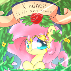 Size: 1024x1024 | Tagged: safe, artist:madacon, fluttershy, pegasus, pony, g4, banner, female, mare, solo