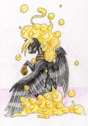 Size: 1024x1462 | Tagged: safe, artist:dragonademetal, derpy hooves, pegasus, pony, g4, corrupted, female, mare, nightmare derpy, nightmarified, solo, traditional art