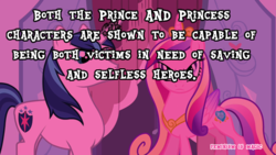 Size: 500x281 | Tagged: safe, edit, edited screencap, screencap, princess cadance, shining armor, g4, the crystal empire, feminism, feminism is magic, stallionism