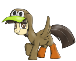 Size: 2500x2000 | Tagged: safe, artist:timsplosion, wild fire, duck, pegasus, pony, g4, catchlights, clothes, costume, female, high res, looking at you, mare, no pupils, ponysona, sibsy, sibsy is a duck, simple background, smiling, solo, spread wings, that pony sure does love ducks, transparent background