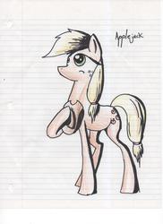 Size: 2550x3510 | Tagged: safe, artist:slideswitched, applejack, g4, female, hat, high res, lined paper, solo, traditional art