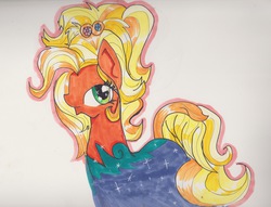 Size: 13260x10140 | Tagged: safe, artist:drwho235, applejack, g4, absurd resolution, clothes, dress, female, solo, traditional art