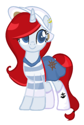 Size: 516x770 | Tagged: safe, artist:vampygirl890, oc, oc only, pony, unicorn, hat, sailor, solo