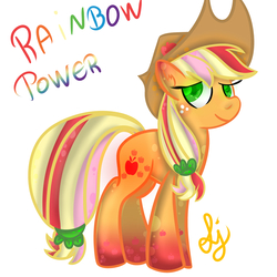 Size: 2000x2000 | Tagged: safe, artist:applejacks2, applejack, g4, female, high res, rainbow power, simple background, solo