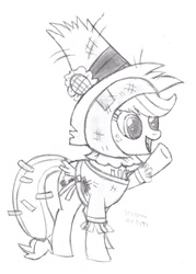 Size: 1917x2670 | Tagged: safe, artist:drchrisman, applejack, g4, clothes, costume, female, monochrome, nightmare night, solo, traditional art