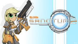 Size: 1920x1080 | Tagged: safe, artist:malamol, applejack, human, g4, female, humanized, sanctum 2, solo