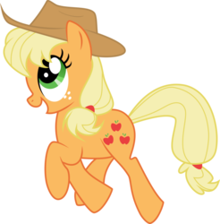 Size: 886x901 | Tagged: safe, artist:okaminekowiesel, applejack, earth pony, pony, g4, applejack's hat, cowboy hat, female, hat, simple background, solo, transparent background, trotting, vector