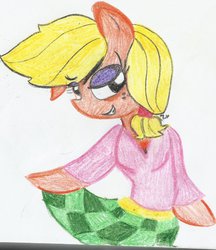 Size: 830x962 | Tagged: safe, artist:blanquiwiis, applejack, earth pony, anthro, g4, clothes, female, solo, traditional art
