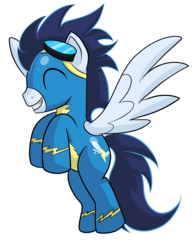 Size: 2200x2800 | Tagged: safe, artist:mister-markers, soarin', pegasus, pony, g4, clothes, cute, eyes closed, goggles, male, simple background, smiling, soarinbetes, solo, stallion, transparent background, uniform, wonderbolts uniform