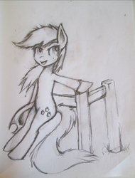 Size: 518x681 | Tagged: safe, artist:infinitussketch, applejack, earth pony, pony, g4, bipedal, bipedal leaning, female, monochrome, solo, traditional art