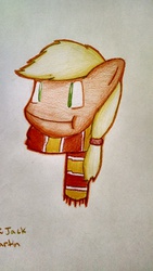 Size: 2432x4320 | Tagged: safe, artist:explodinwolf, applejack, g4, clothes, female, head, scarf, solo, traditional art