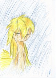 Size: 762x1048 | Tagged: safe, artist:kvedja, applejack, g4, eyes closed, female, rain, solo, traditional art, wet mane