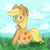 Size: 512x512 | Tagged: safe, artist:ostatem, applejack, g4, female, grass, sitting, solo