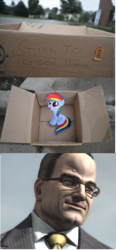 Size: 551x1187 | Tagged: safe, rainbow dash, pegasus, pony, g4, dashie meme, evil people finding dash meme, exploitable meme, meme, metal gear, metal gear rising, senator armstrong